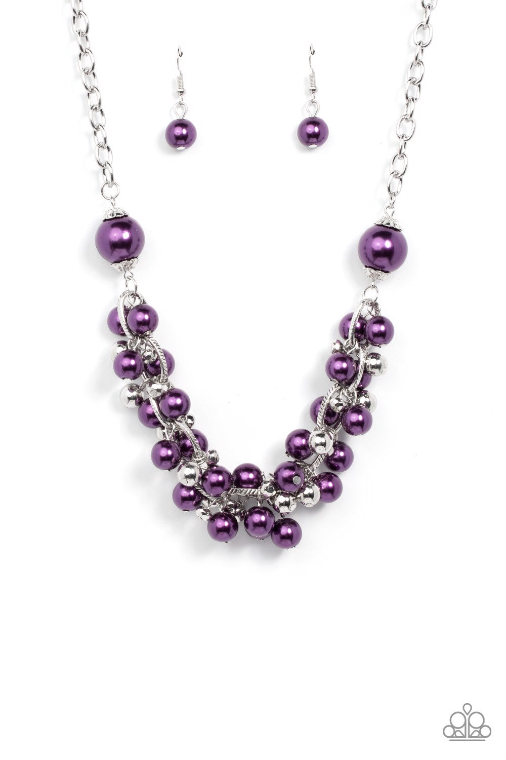 PARTY CRASHER - PURPLE PLUM PEARLS FRINGE NECKLACE - PAPARAZZI