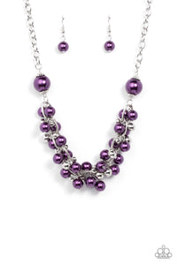 PARTY CRASHER - PURPLE PLUM PEARLS FRINGE NECKLACE - PAPARAZZI