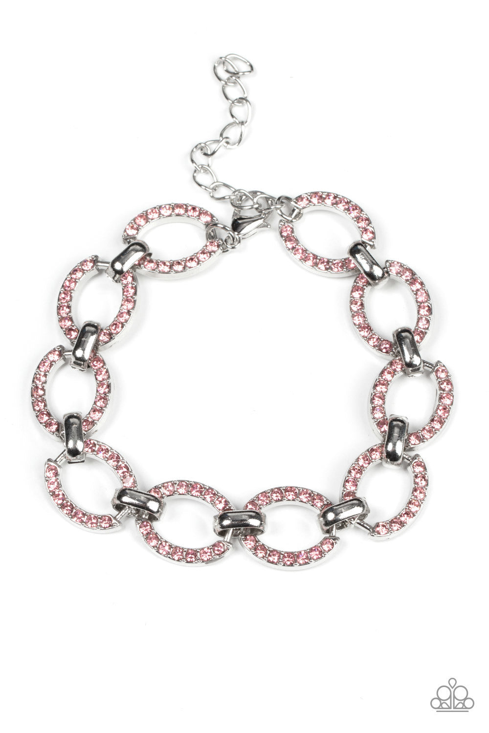 DATE NIGHT DEBONAIR - PINK RHINESTONE SILVER BRACELET - PAPARAZZI