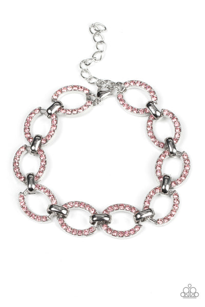 DATE NIGHT DEBONAIR - PINK RHINESTONE SILVER BRACELET - PAPARAZZI