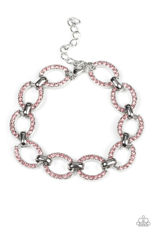 DATE NIGHT DEBONAIR - PINK RHINESTONE SILVER BRACELET - PAPARAZZI