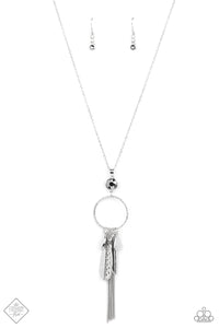 TASTEFULLY TASSELED - SILVER SMOKY RHINESTONE TASSEL NECKLACE - PAPARAZZI - FASHION FIX FEBRUARY 2022