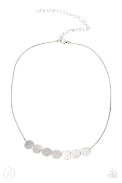SLIMMER GLIMMER - SILVER DISC CHOKER NECKLACE - PAPARAZZI