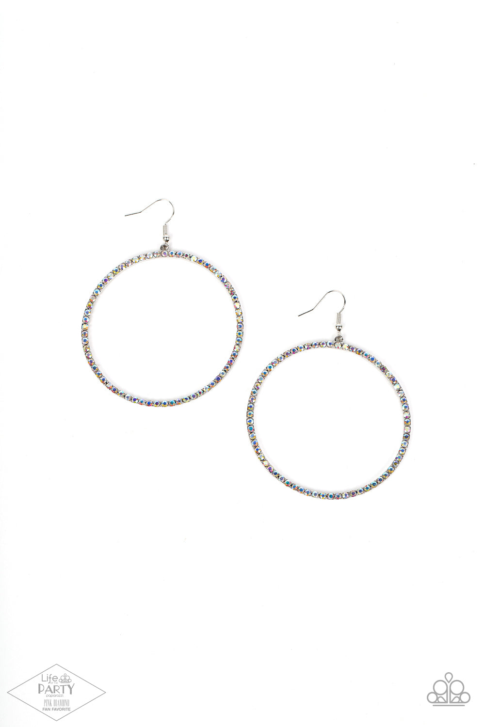 WIDE CURVES AHEAD - MULTI - IRIDESCENT CIRCLE SILVER EARRINGS- PAPARAZZI