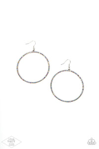 WIDE CURVES AHEAD - MULTI - IRIDESCENT CIRCLE SILVER EARRINGS- PAPARAZZI