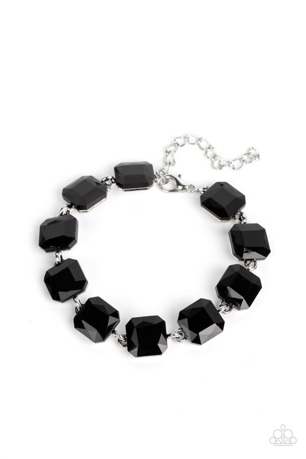 MIND-BLOWING BLING - BLACK GEM SILVER BRACELET - PAPARAZZI