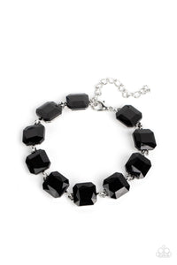 MIND-BLOWING BLING - BLACK GEM SILVER BRACELET - PAPARAZZI
