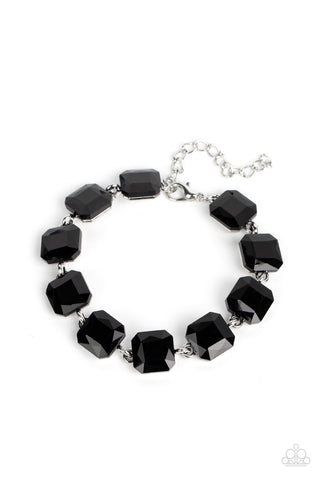 MIND-BLOWING BLING - BLACK GEM SILVER BRACELET - PAPARAZZI