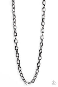 PLAYER OF THE YEAR - BLACK GUNMETAL CHAIN URBAN NECKLACE - PAPARAZZI
