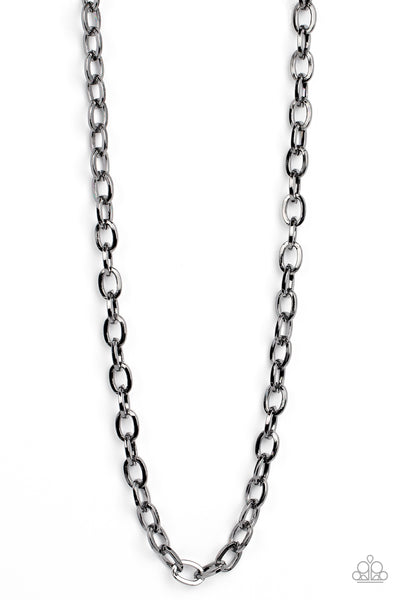 PLAYER OF THE YEAR - BLACK GUNMETAL CHAIN URBAN NECKLACE - PAPARAZZI