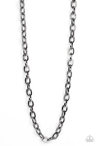 PLAYER OF THE YEAR - BLACK GUNMETAL CHAIN URBAN NECKLACE - PAPARAZZI