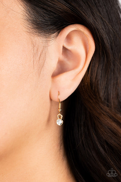 THE UPPER ECHELON - GOLD WHITE GEM NECKLACE - PAPARAZZI