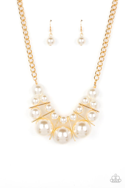 CHALLENGE ACCEPTED - GOLD CHAIN WHITE PEARL NECKLACE - PAPARAZZI