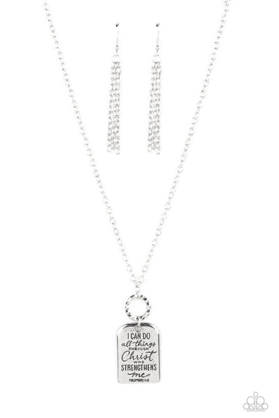 PERSEVERING PHILIPPIANS - SILVER "I CAN DO ALL THINGS THROUGH CHRIST" NECKLACE - PAPARAZZI