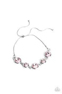 CLASSICALLY CULTIVATED - PINK GEM SILVER SLIDE BRACELET - PAPARAZZI