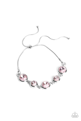 CLASSICALLY CULTIVATED - PINK GEM SILVER SLIDE BRACELET - PAPARAZZI