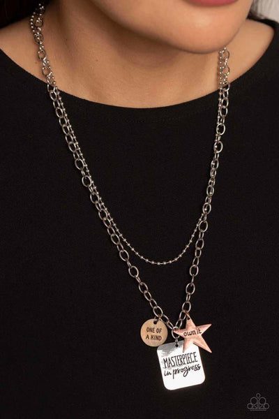MASTERPIECE IN PROGRESS - MULTI MIXED METAL COOPER BRASS SILVER INSPIRATIONAL NECKLACE - PAPARAZZI