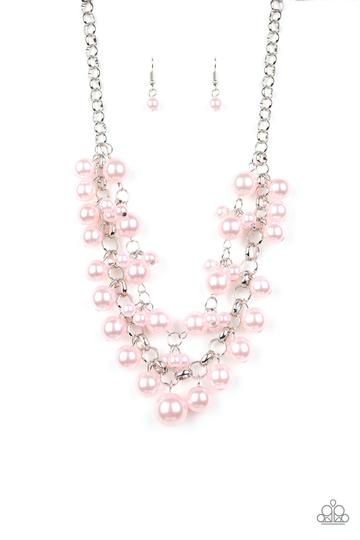 BALLROOM SERVICE - PINK PEARL SILVER NECKLACE - PAPARAZZI