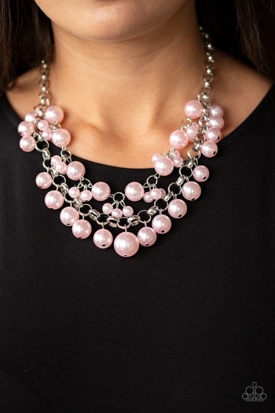 BALLROOM SERVICE - PINK PEARL SILVER NECKLACE - PAPARAZZI