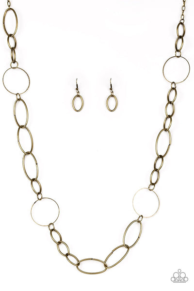 PERFECT MISMATCH - PAPARAZZI -BRASS MISMATCHED HOOP LANYARD