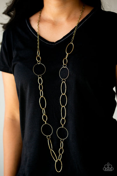 PERFECT MISMATCH - PAPARAZZI -BRASS MISMATCHED HOOP LANYARD