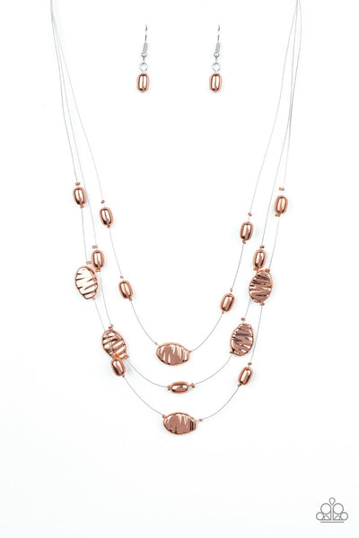 TOP ZEN - COPPER SHINY BEAD WIRE LAYERED NECKLACE - PAPARAZZI