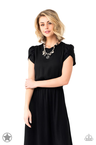 CHARMED I AM SURE - BLACK SILVER CHAIN AND CHARM NECKLACE - PAPARAZZI