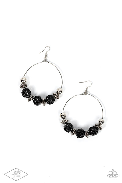 I CAN TAKE A COMPLIMENT - BLACK RHINESTONE SILVER BEAD EARRINGS - PAPARAZZI