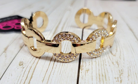 REVOLUTIONARY ROMANTIC - GOLD RHINESTONE CUFF BRACELET - PAPARAZZI