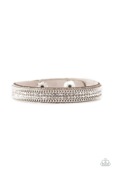 BABE BLING - SILVER GRAY SUEDE DAINTY WRAP BRACELET - PAPARAZZI