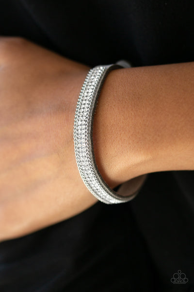 BABE BLING - SILVER GRAY SUEDE DAINTY WRAP BRACELET - PAPARAZZI