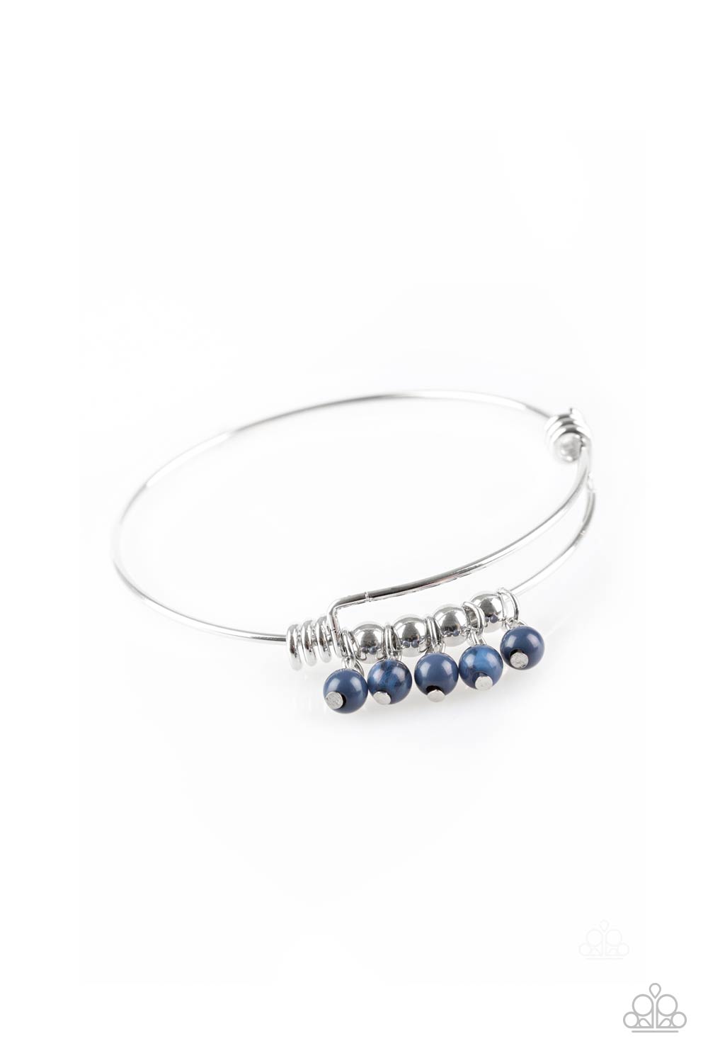 ALL ROADS LEAD TO ROAM - PAPARAZZI - BLUE BEAD SILVER WIRE CUFF BRACELET