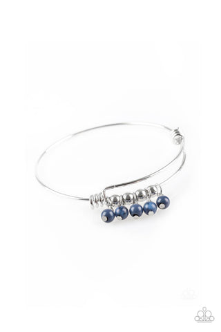 ALL ROADS LEAD TO ROAM - PAPARAZZI - BLUE BEAD SILVER WIRE CUFF BRACELET