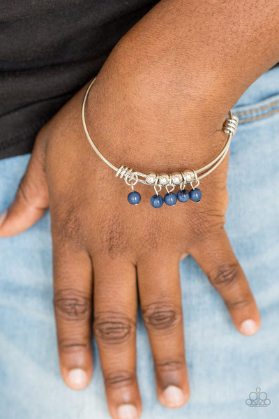 ALL ROADS LEAD TO ROAM - PAPARAZZI - BLUE BEAD SILVER WIRE CUFF BRACELET