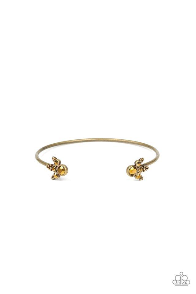 A BIT RICH - BRASS AURUM RHINESTONE DAINTY CUFF BRACELET - PAPARAZZI