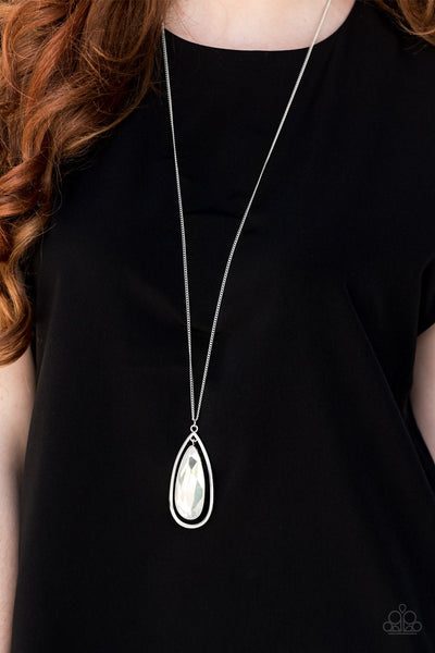 THE ROYAL CORONATION SILVER WHITE PENDANT 2018 CONVENTION EXCLUSIVE NECKLACE - PAPARAZZI