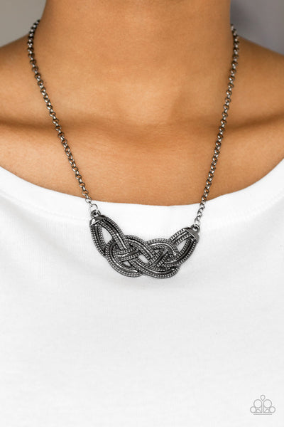 NAUTICALLY NAPLES - GUNMETAL CHAIN NECKLACE - PAPARAZZI