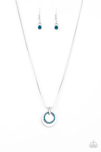 FRONT AND CENTERED - BLUE SHORT NECKLACE - PAPARAZZI