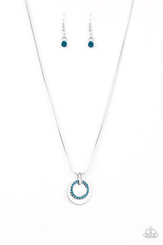 FRONT AND CENTERED - BLUE SHORT NECKLACE - PAPARAZZI