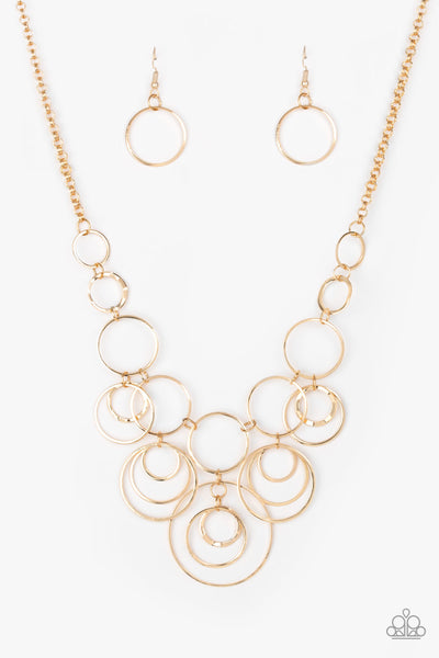 BREAK THE CYCLE - GOLD CIRCLE NECKLACES - PAPARAZZI