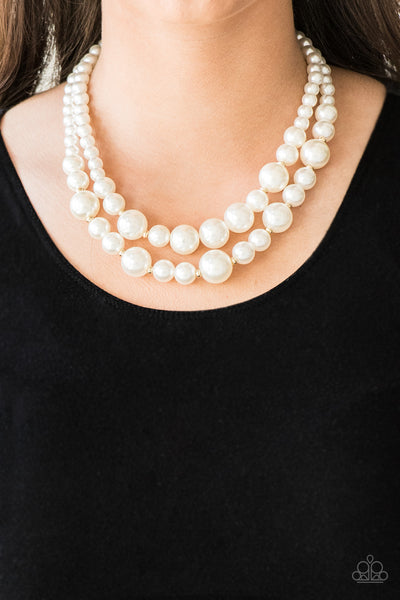 THE MORE THE MODEST - GOLD AND WHITE PEARL LAYERED NECKLACE - PAPARAZZI
