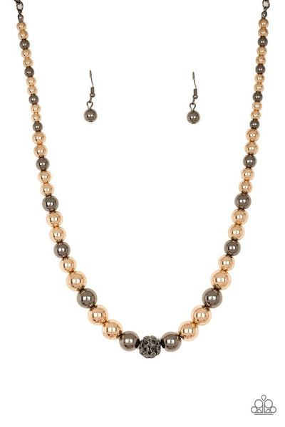 HIGH-STAKES FAME - MULTI GOLD AND GUNMETAL NECKLACE - PAPARAZZI