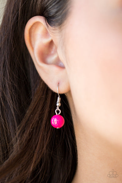 FRIDAY NIGHT FRINGE - PAPARAZZI - PINK AND SILVER BEAD NECKLACE