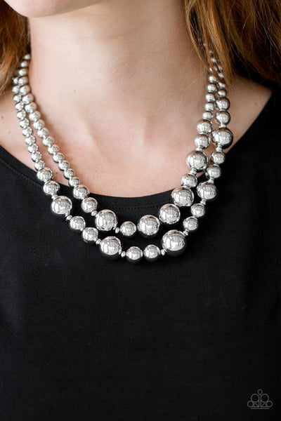 I DOUBLE DARE YOU - SILVER BEAD LAYERED NECKLACE - PAPARAZZI