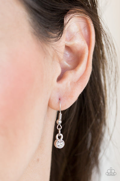 TIMELESS TRIO - WHITE RHINESTONE SILVER CIRCLES PENDANT NECKLACES - PAPARAZZI