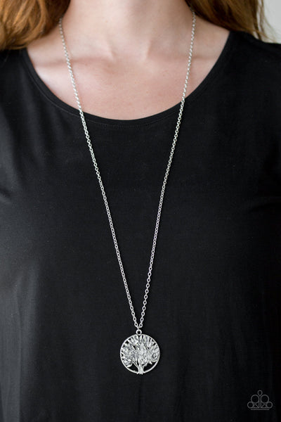 NATURALLY NIRVANA - WHITE ROCK SILVER TREE PENDANT NECKLACE - PAPARAZZI