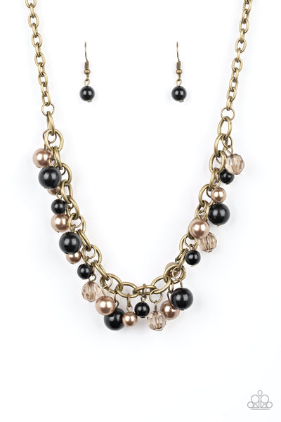 THE GRIT CROWD - BLACK BROWN CRYSTAL BEAD NECKLACE - PAPARAZZI