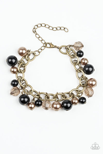 GRIT AND GLAMOUR - BLACK AND BRASS BEAD BRACELET - PAPARAZZI