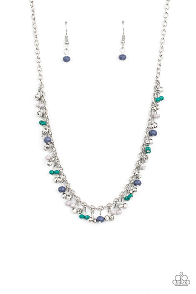 SAILING THE SEVEN SEAS - BLUE BEAD SILVER NECKLACE - PAPARAZZI