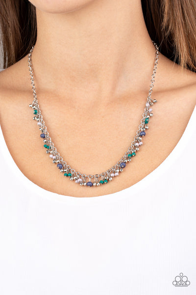 SAILING THE SEVEN SEAS - BLUE BEAD SILVER NECKLACE - PAPARAZZI